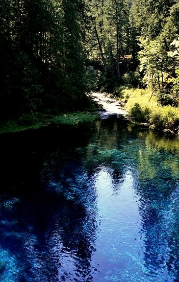 Tamolitch Pool, the place where the McKenzie River naturally reappears from its underground channel into a crystal blue pool in Oregon, USA