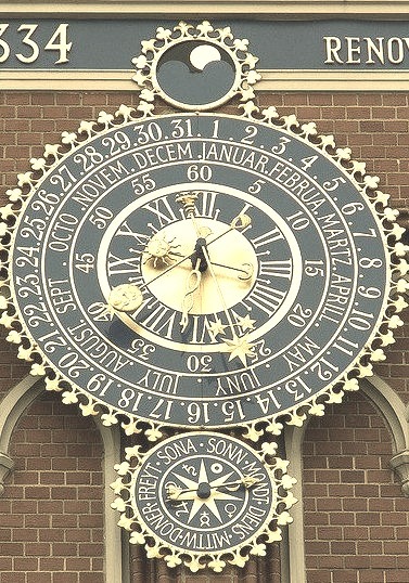 Beautiful clock of the City Council in Riga, Latvia