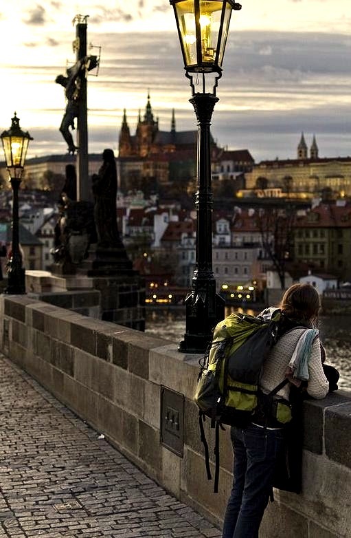 Lonely tourist in Prague, Czech Republic