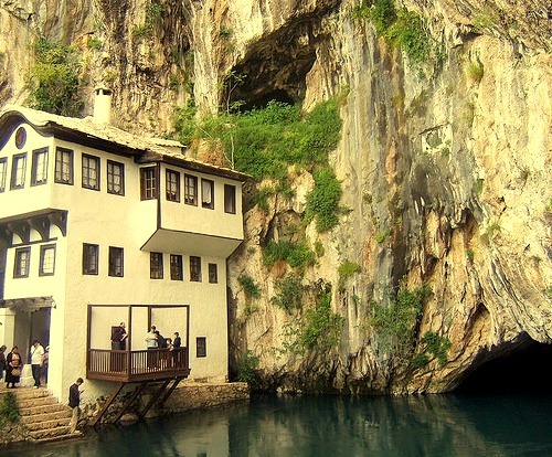 by Rapsak on Flickr.Dervish Monastery and Buna river source in Blagaj, Bosnia.