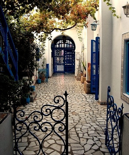 Lovely courtyard in Sidi Bou Said, Tunisia