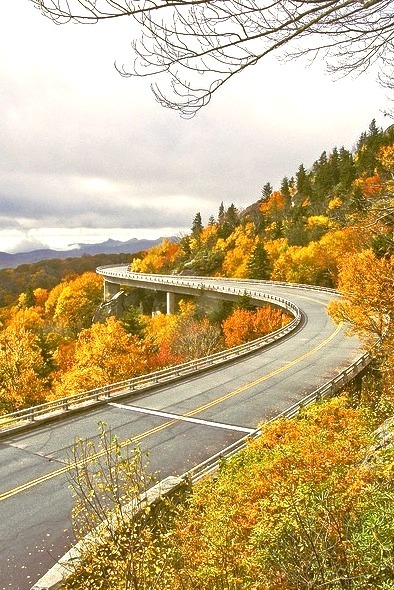 Fall colors at Linn Cove Viaduct in North Carolina, USA
